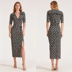 Veronica Beard Mariposa Ruched Floral Midi Dress size medium